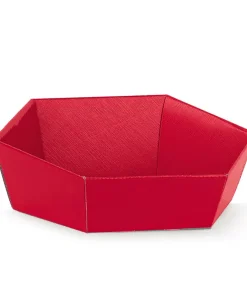 Corbeille carton rouge 380 x 300 x 100 mm