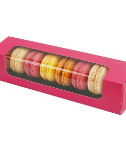 Boite macarons rose carton pour 8 macarons