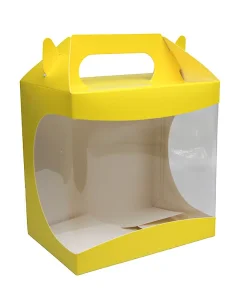 Boite à poule carton jaune à fenêtre 200 x 140 x 200 mm N°2 par 25