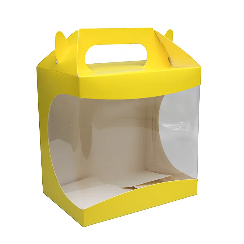 Boite à poule carton jaune à fenêtre 200 x 140 x 200 mm N°2 par 25 – Image 2