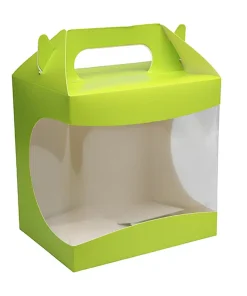 Boite à poule carton vert à fenêtre 200 x 140 x 200 mm N°2 par 25