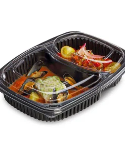 Alternative view of Barquette micro-ondes COOKIPACK 2 compartiments noire 675/415 ml par 40