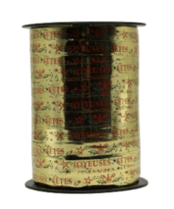 Bobine bolduc or « joyeuse fêtes » 225m x 10mm