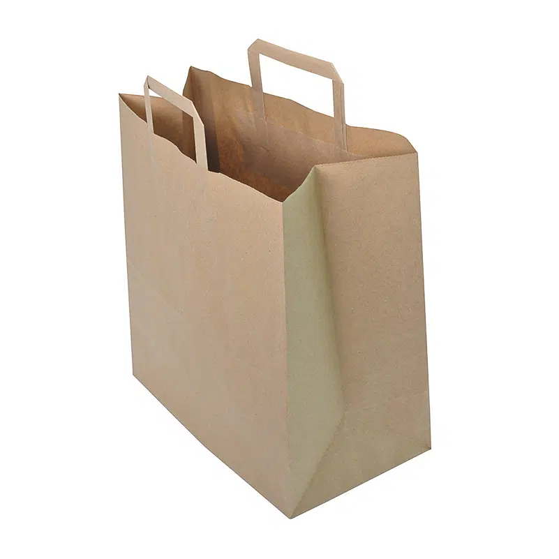 Sac cabas papier brun poignées plates 32 x 22 x 24 cm par 250