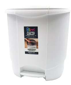 Poubelle plastique blanche arrondie à pédale 12 litres