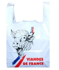 Sac bretelle « Boucherie » 26 + 12 x 45 cm 50 µ en PEBD par 500