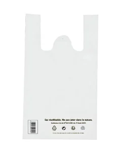 Alternative view of Sac plastique blanc à bretelles gencodé 26 + 12 x 45 cm 50 µ par 500