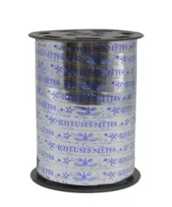 Alternative view of Bobine bolduc argent « joyeuse fêtes » 225m x 10mm