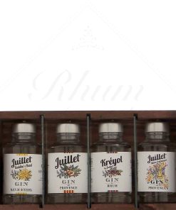 Alternative view of Ferroni – coffret bois 4 gins x 10cl Gin juillet-Kreyol-Main de Boudha-Confinement 44°