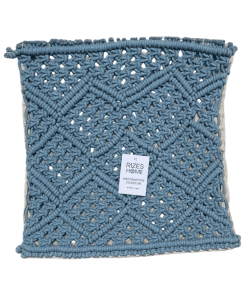 Housse de coussin bleue en macramé sans rembourrage | 40 x 40 cm